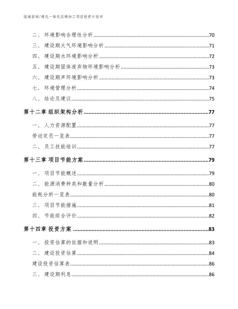 通化一体化压铸加工项目投资计划书【参考模板】_第5页