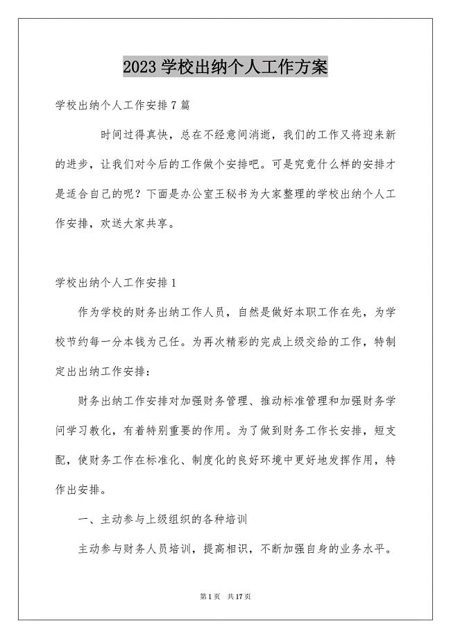 2023年学校出纳个人工作计划1.docx