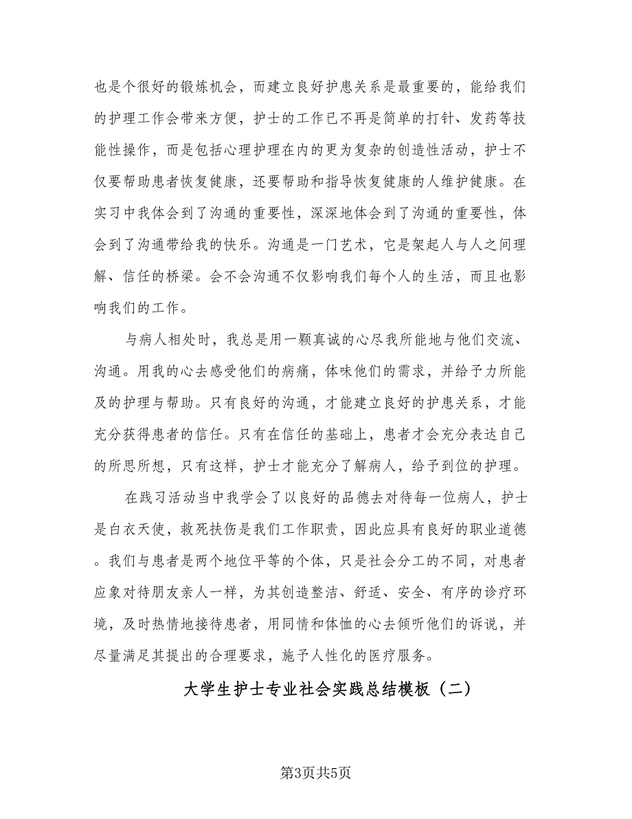 大学生护士专业社会实践总结模板（2篇）.doc_第3页