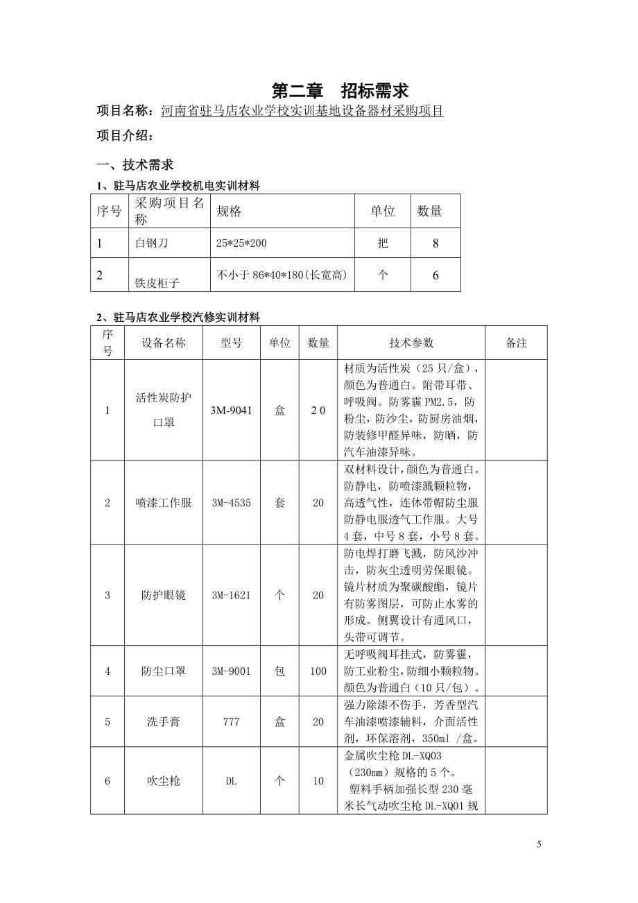 河南驻马店农业学校实训基地设备器材采购项目_第5页