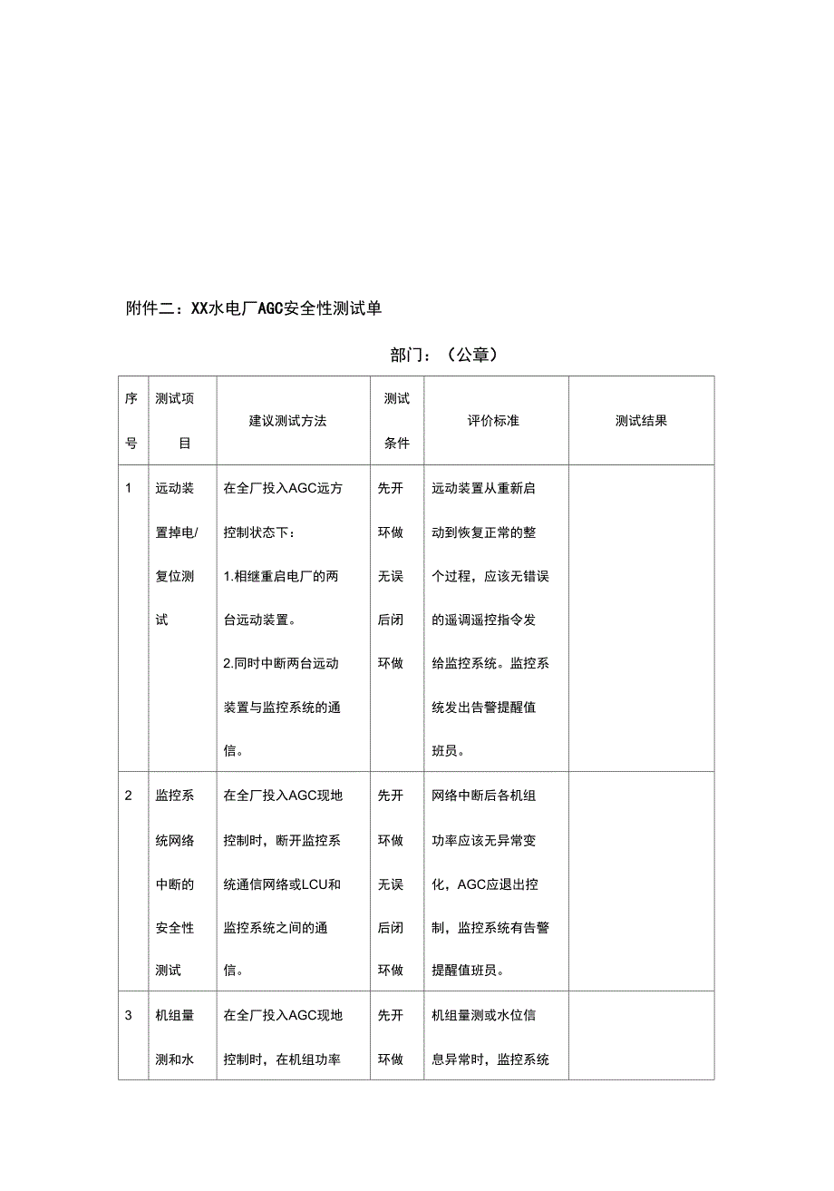 电厂AGC定值单模版、AGC安AGC安全系统测试单以及电厂AGC运行管理系统流程模版_第4页