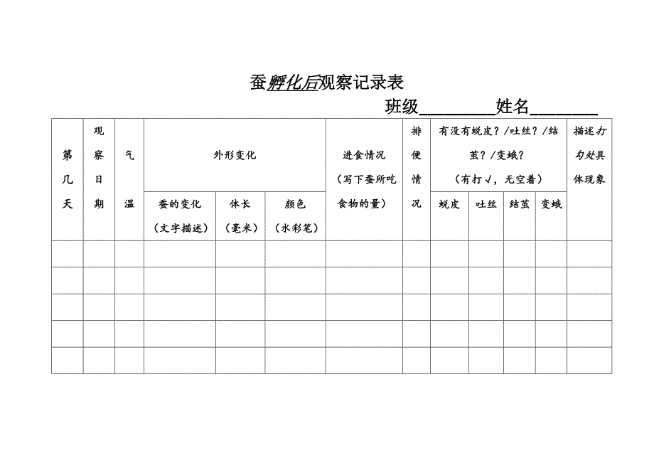 蚕宝宝观察记录表格_第1页