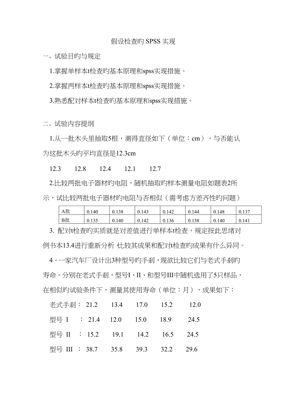 2022年管理统计学假设检验的SPSS实现实验报告.doc_第1页
