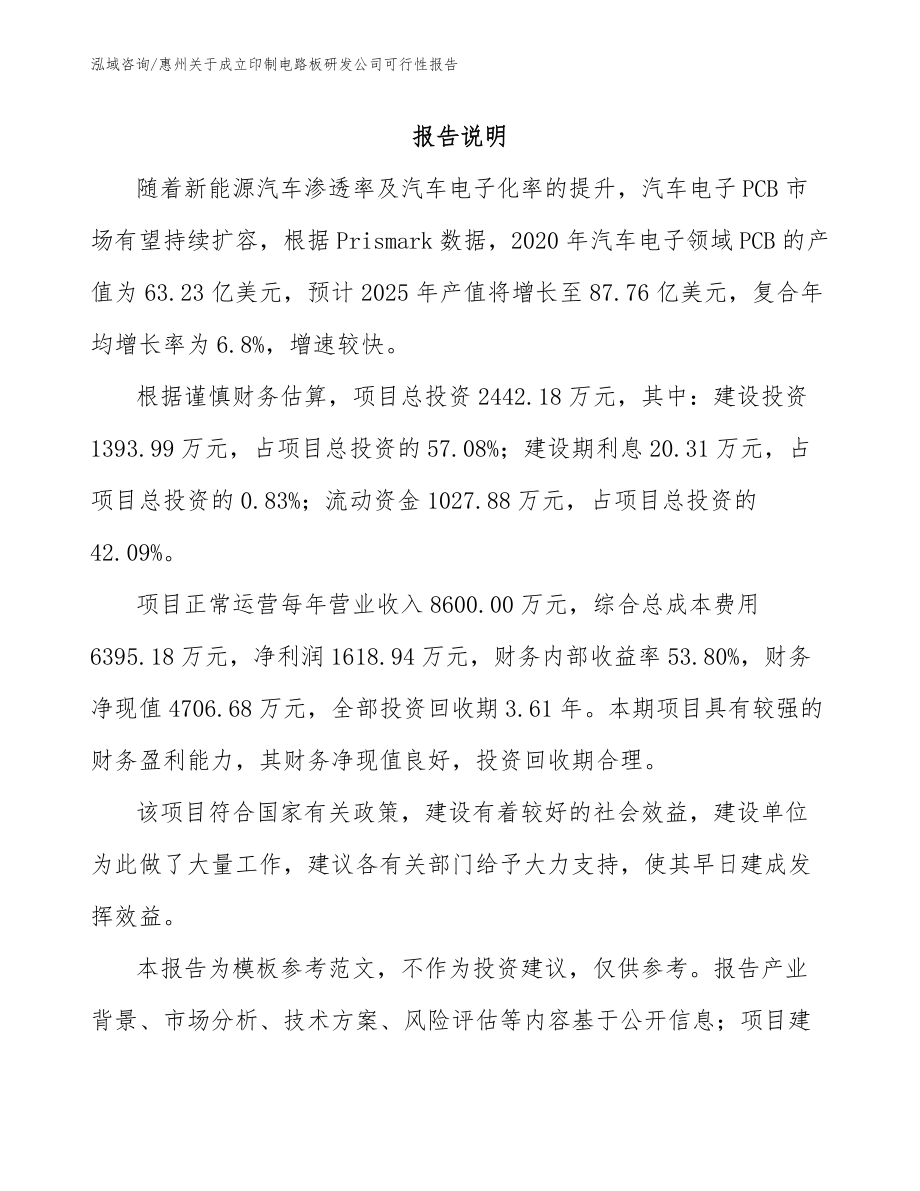 惠州关于成立印制电路板研发公司可行性报告模板范本_第2页