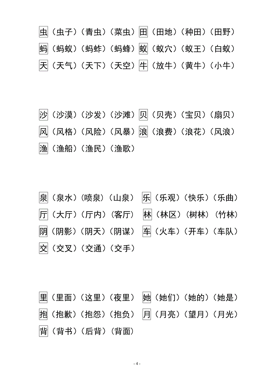 【苏教版】一年级语文上册生字扩词表_第4页