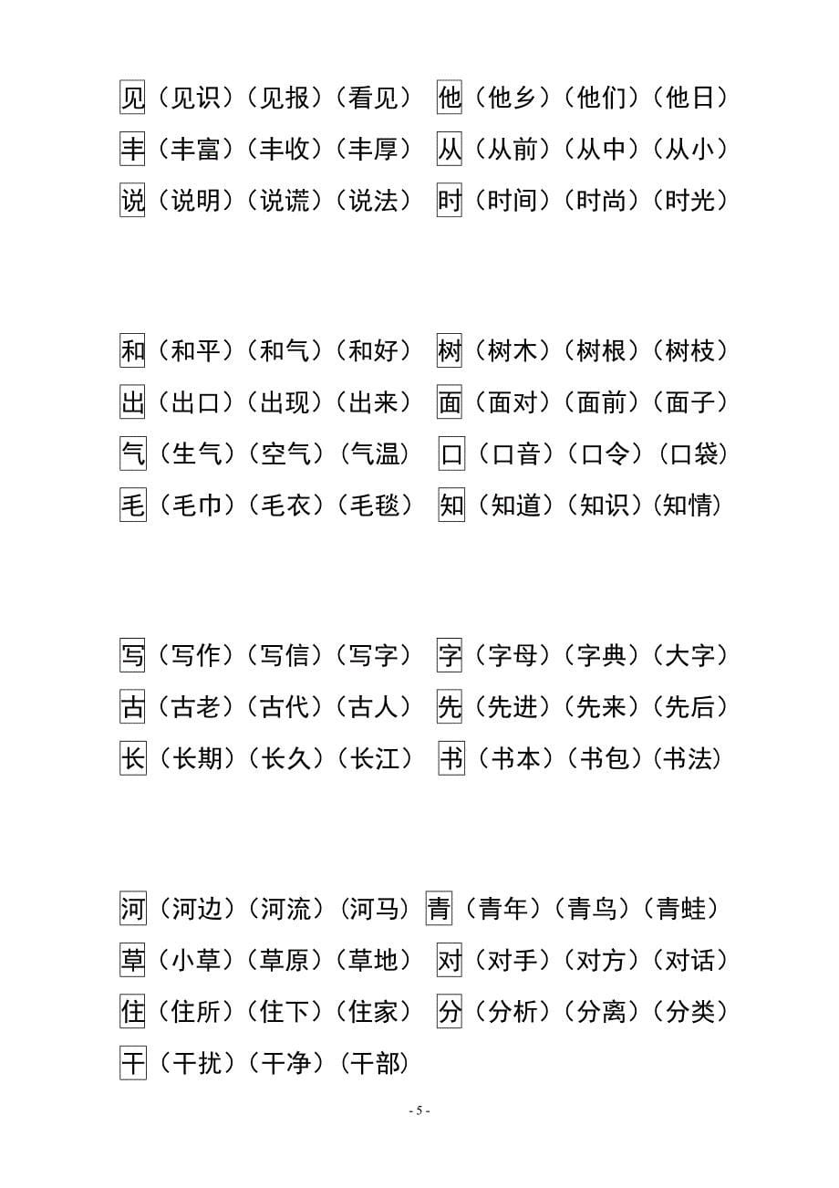 【苏教版】一年级语文上册生字扩词表_第5页