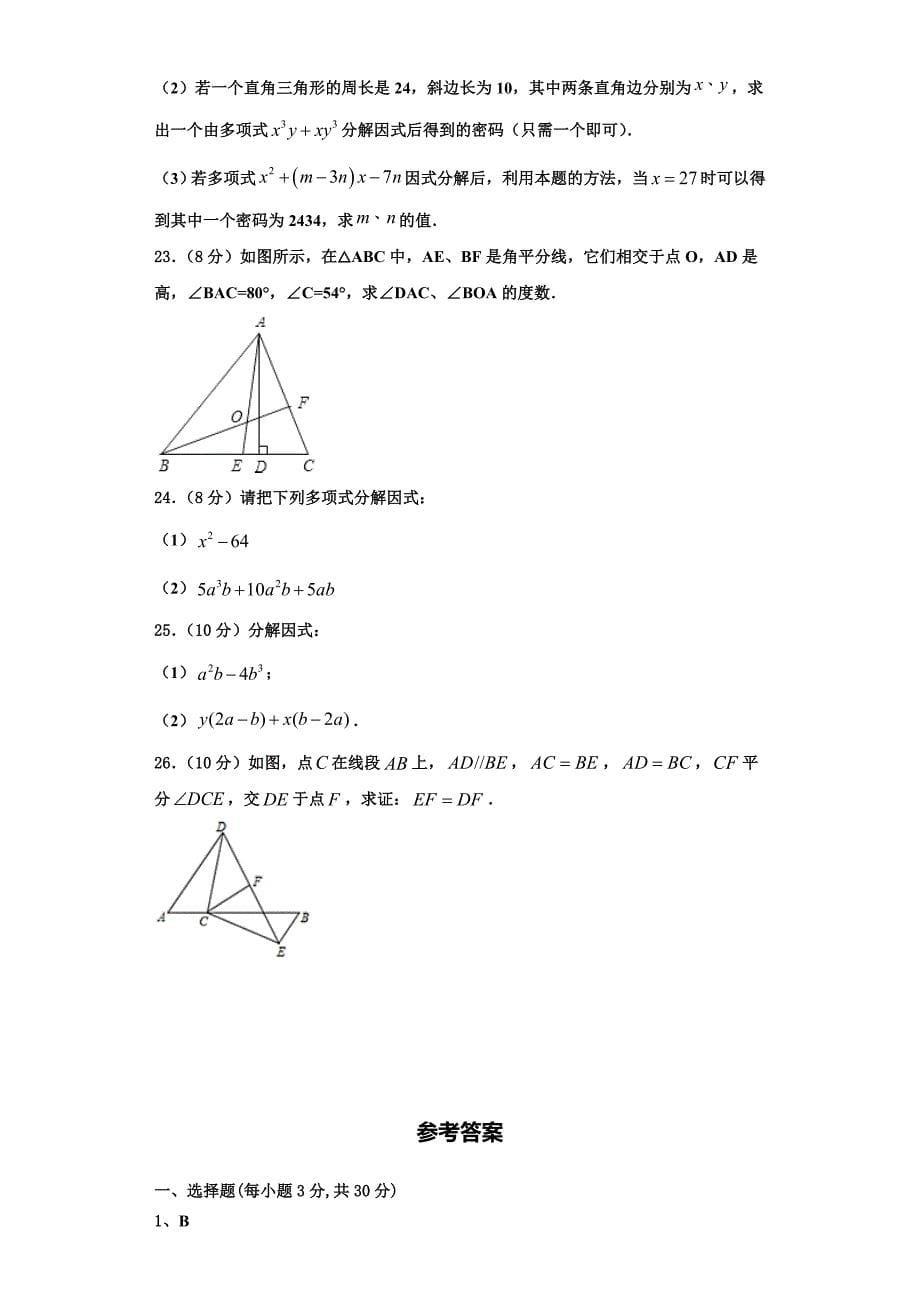 2023学年湖南长沙麓山国际实验学校数学八上期末复习检测模拟试题含解析.doc_第5页