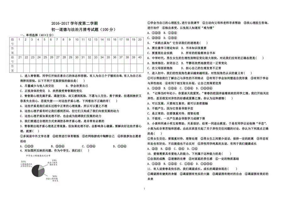 2016-2017学年第二学期月清测试题.doc_第1页