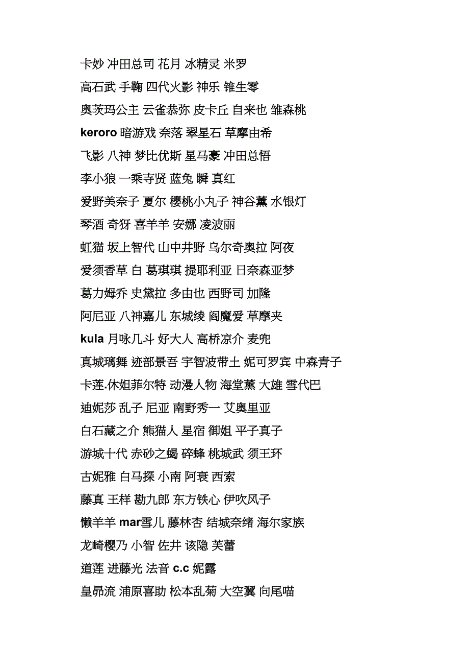 动漫人物名字大全_第2页