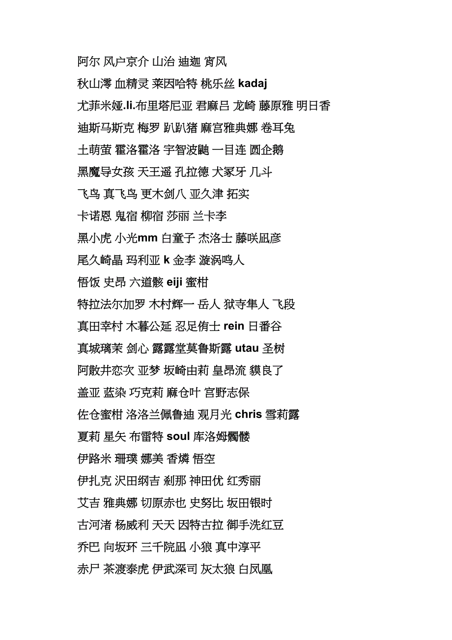 动漫人物名字大全_第3页