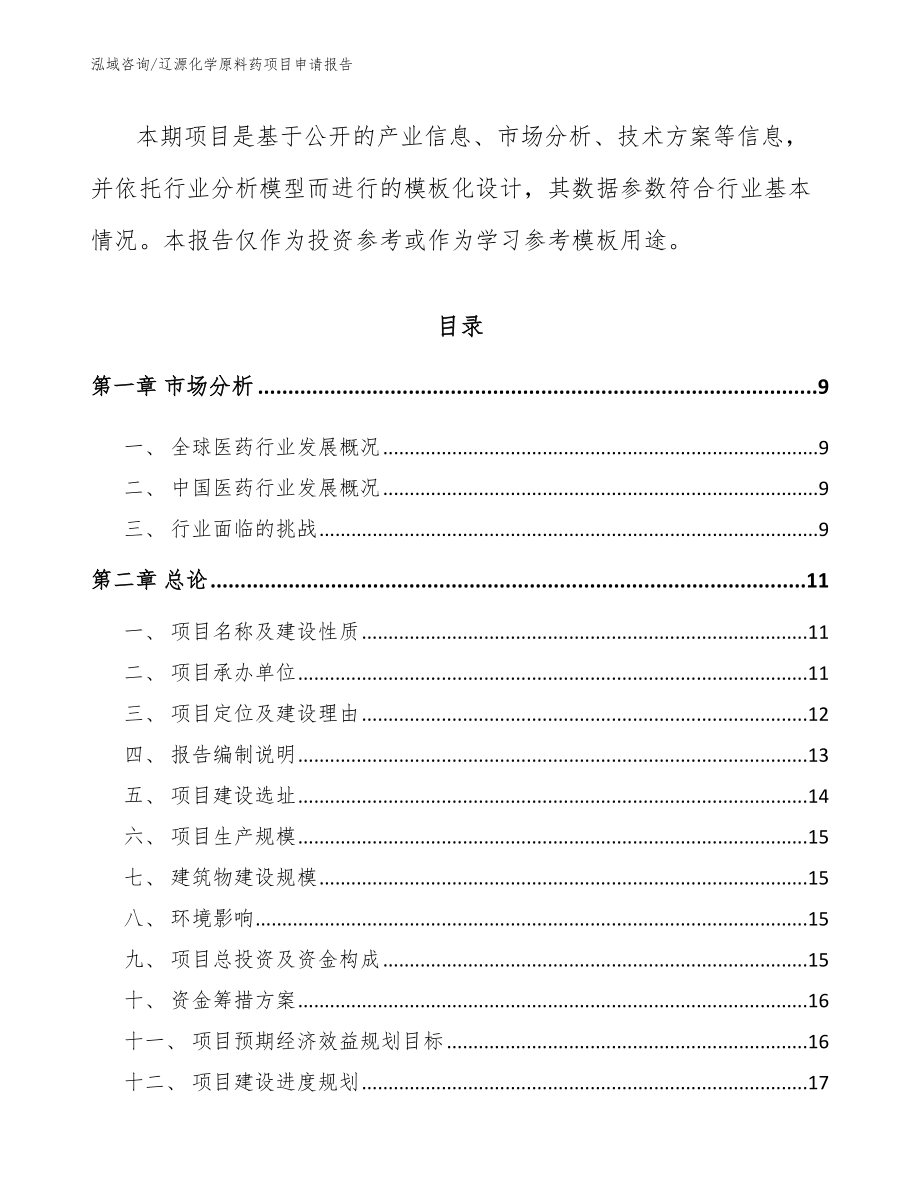 辽源化学原料药项目申请报告_第3页