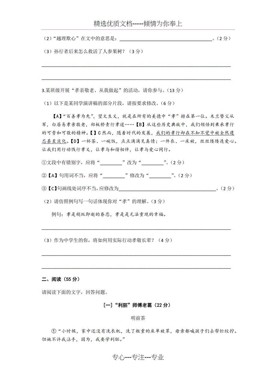 2020年安徽省中考语文模拟试题(共11页)_第2页