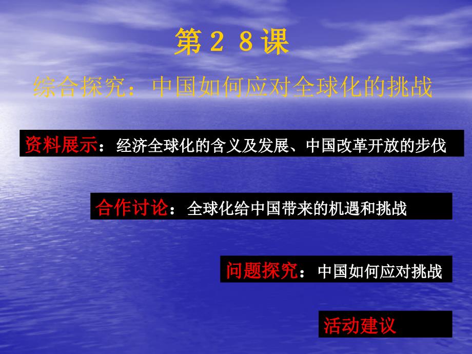 综合探究中国如何应对全球化的挑战课件1_第1页