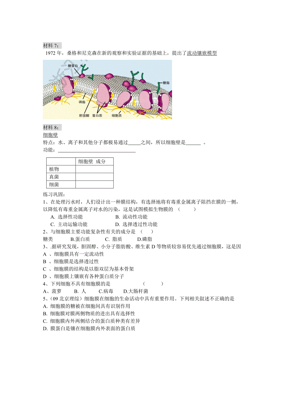 22细胞膜和细胞壁学案_第2页