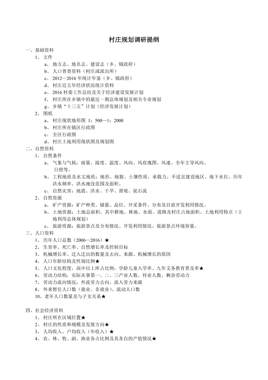 村庄规划调研提纲.doc_第1页