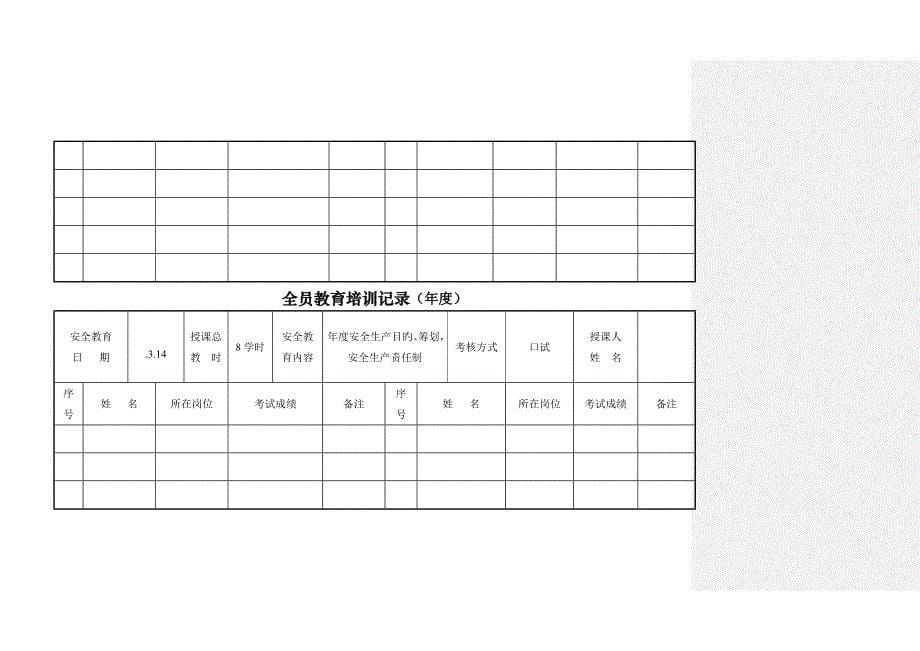 培训记录表格_第5页