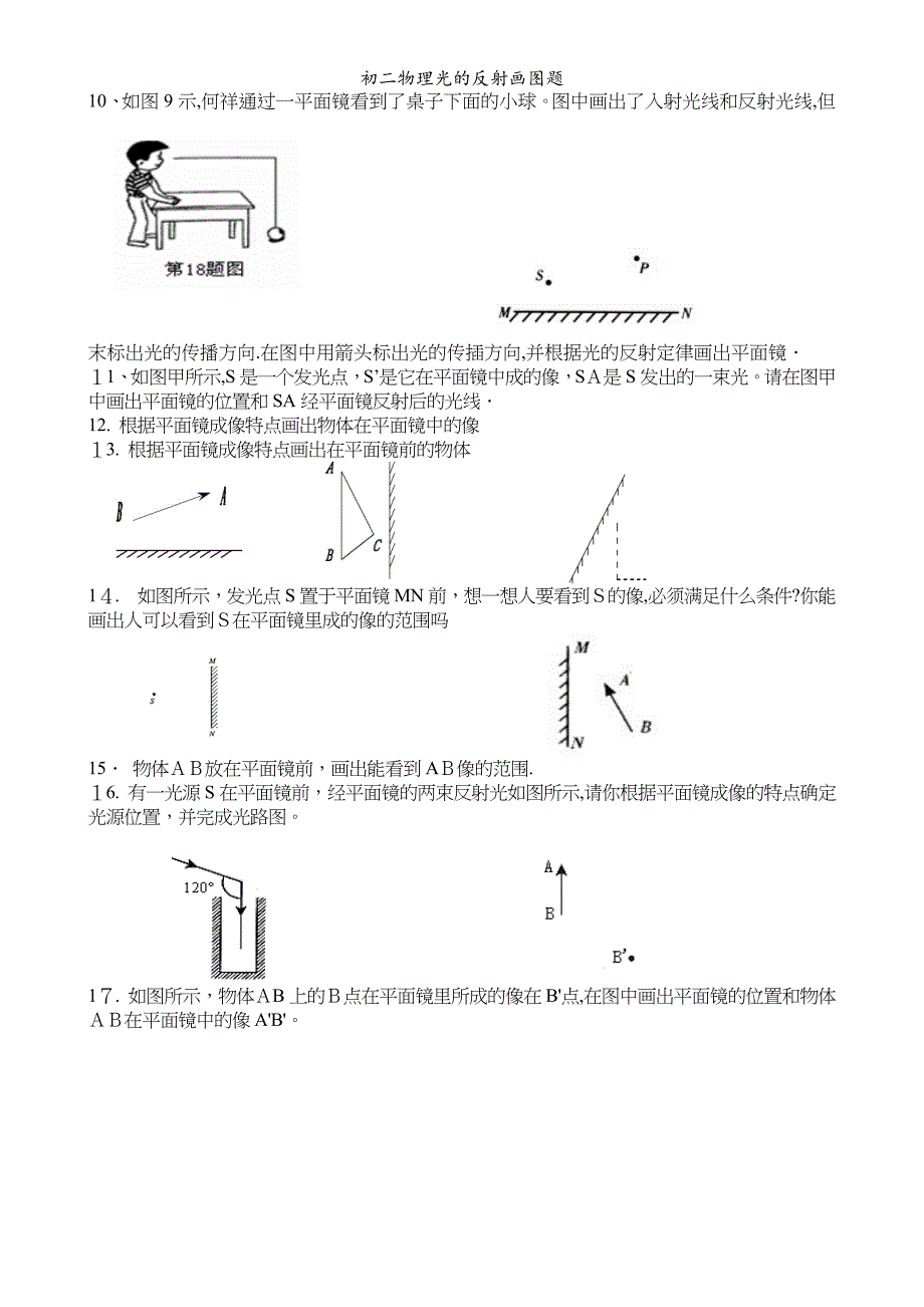 初二物理光的反射画图题_第2页