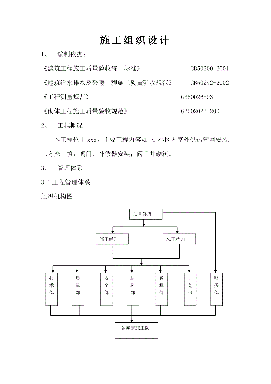 室外供热管网施工组织设计_第1页