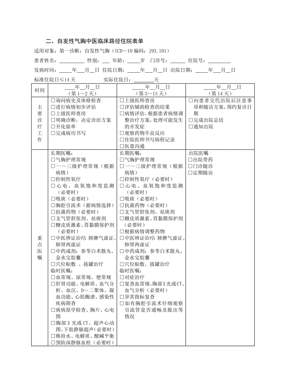 肺病科 自发性气胸中医临床路径（试行版2017）_第3页