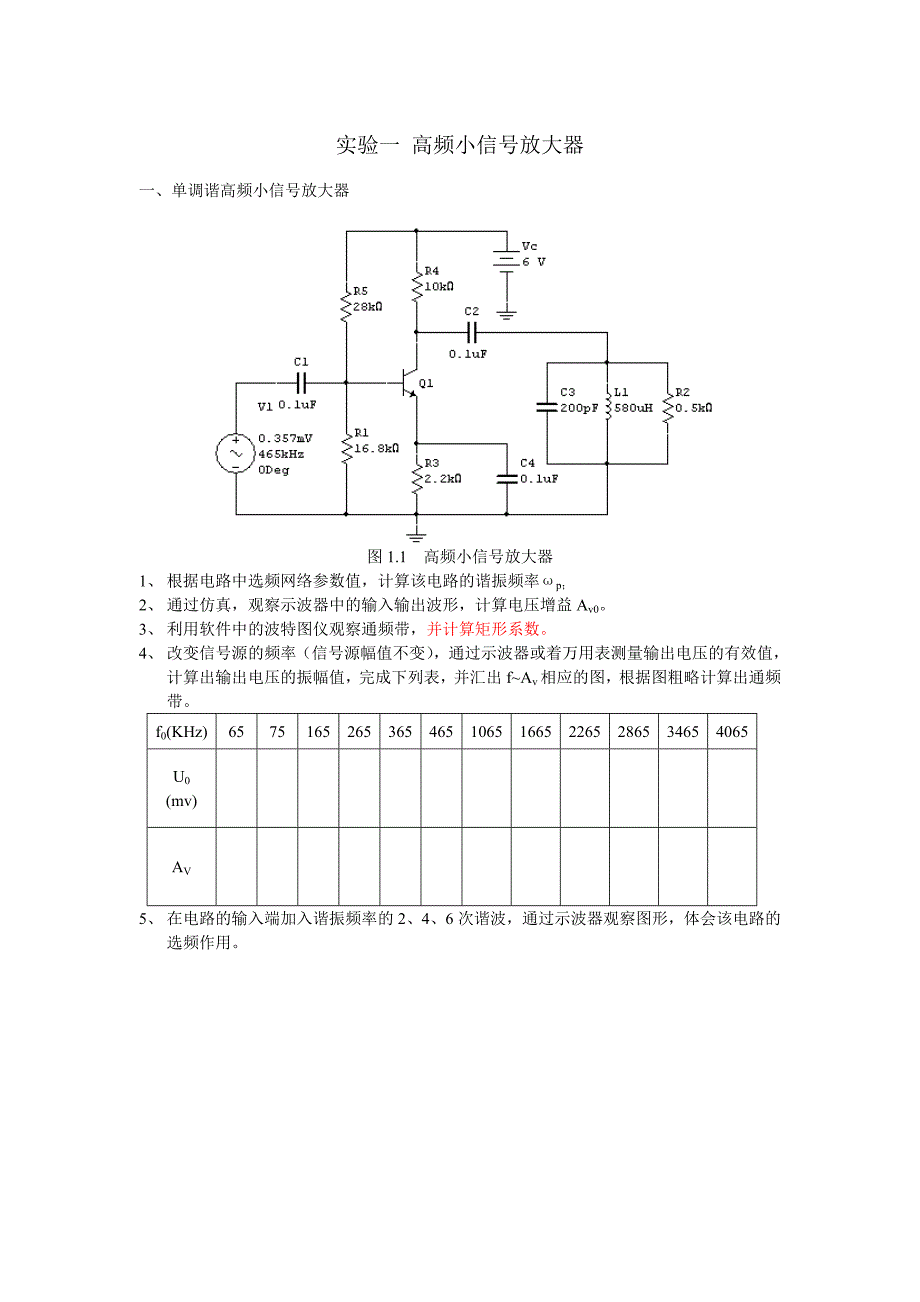 高频电路实验Multisim版含答案_第1页