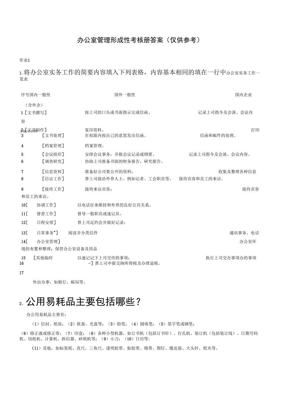 2017年电大2013年最新电大办公室管理形成性考核册答案(精心整理)_第2页