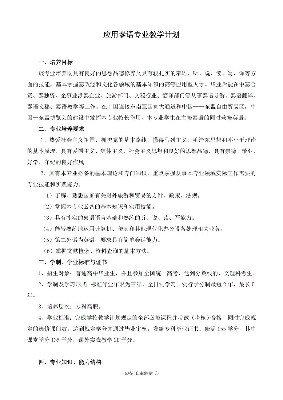 应用泰语专业教学计划_第1页