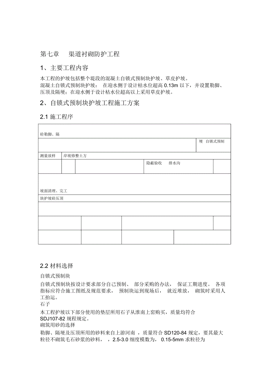 渠道衬砌防护工程施工方案_第1页