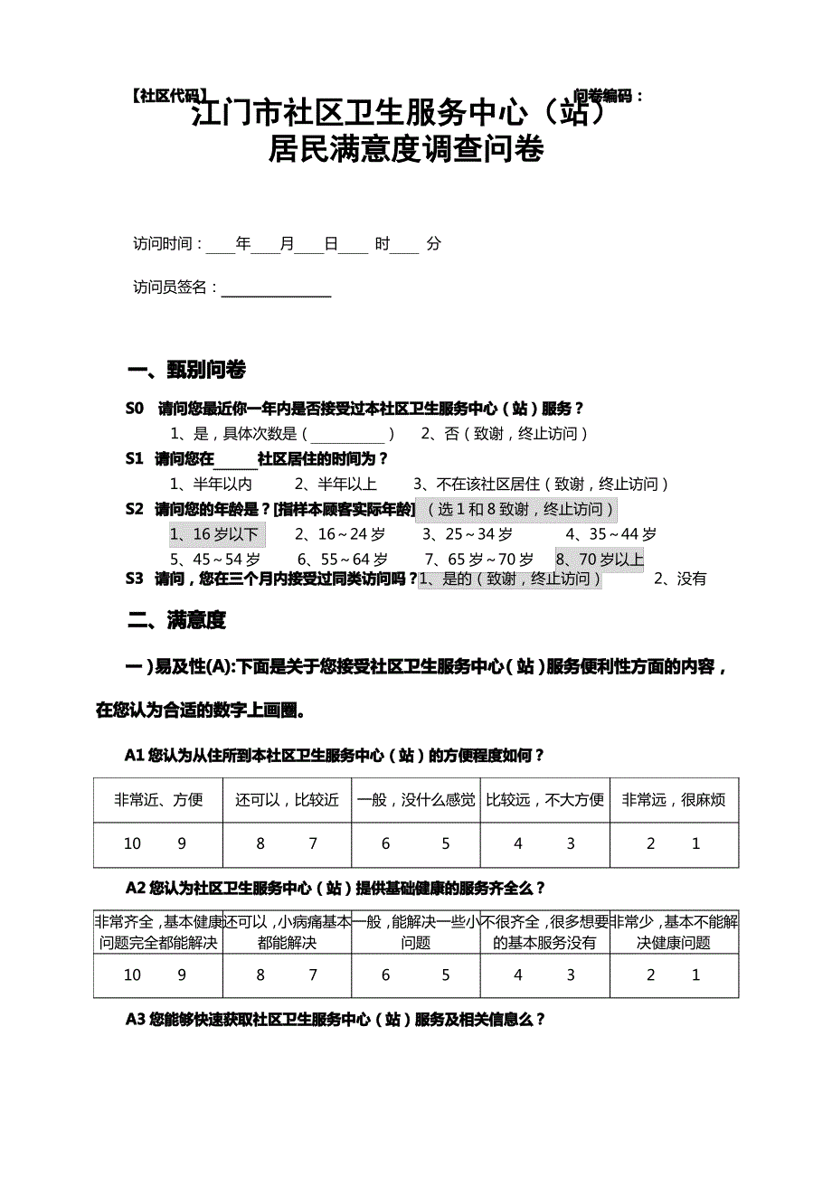 居民满意度调查问卷_第1页