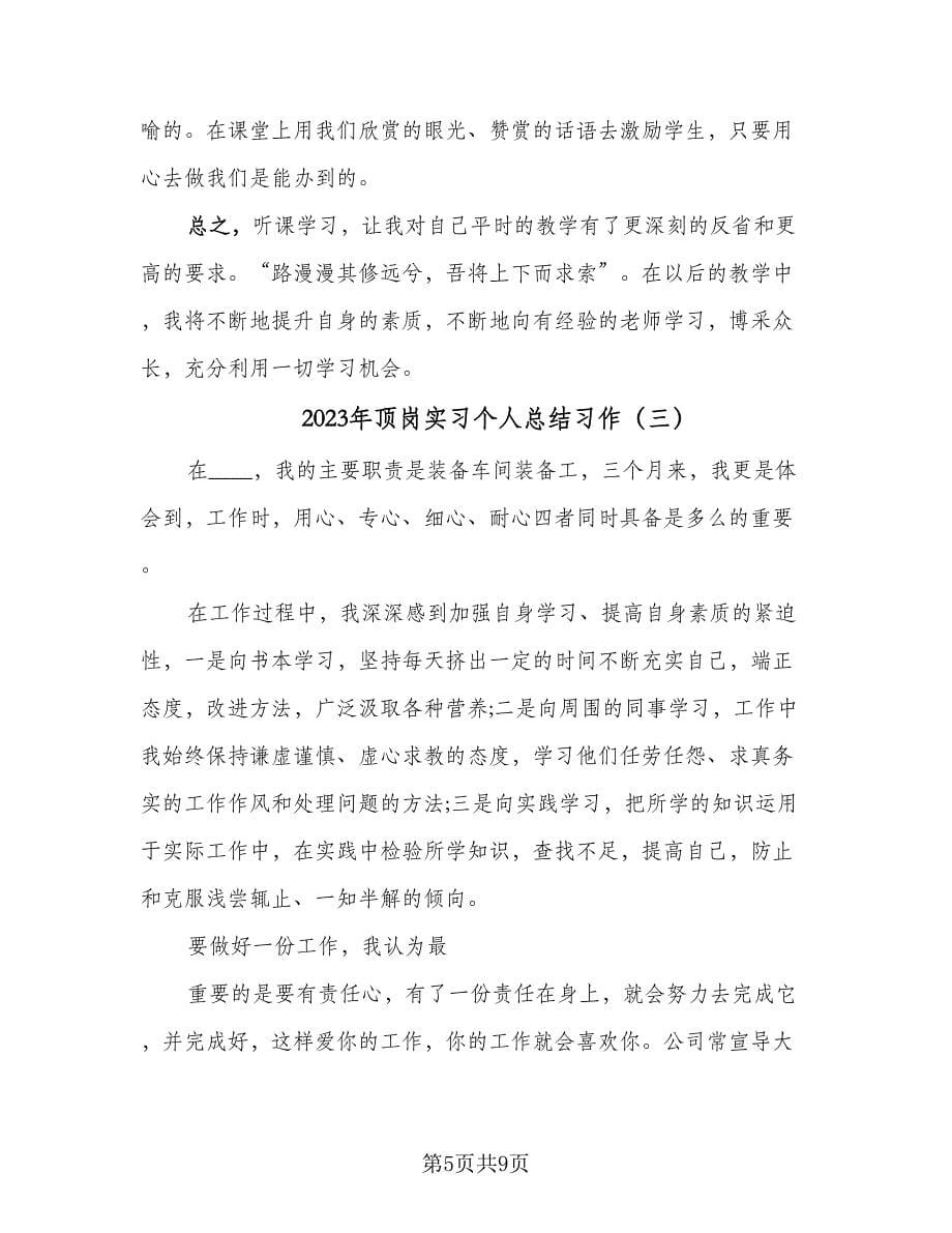 2023年顶岗实习个人总结习作（4篇）.doc_第5页