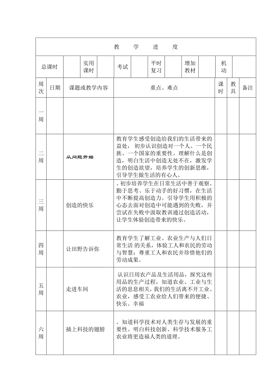 六上思品教学进度计划模板.doc_第3页