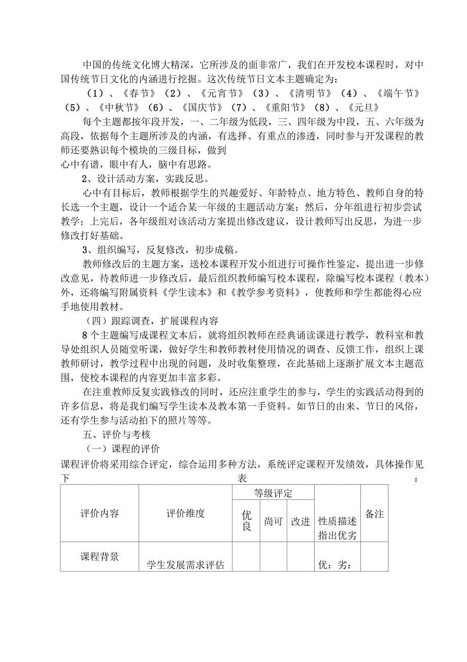 中华传统节日校本课程开发实施方案_第5页