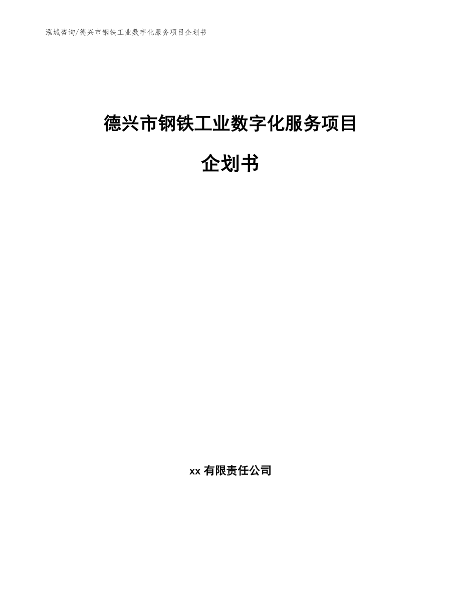 德兴市钢铁工业数字化服务项目企划书_第1页