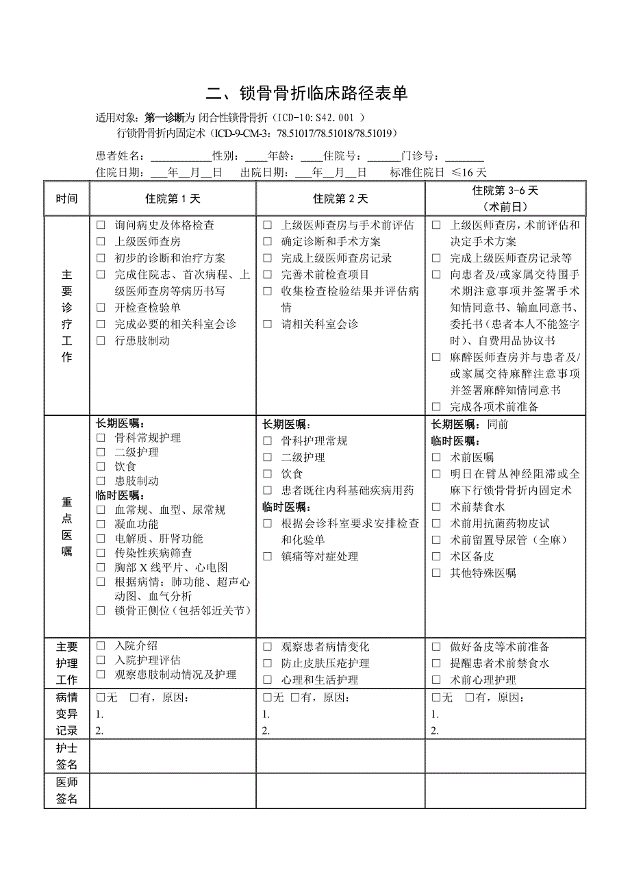 锁骨骨折临床路径[1].doc_第4页