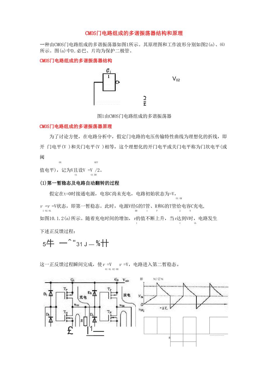 CMOS门电路组成的多谐振荡器结构和原理_第1页