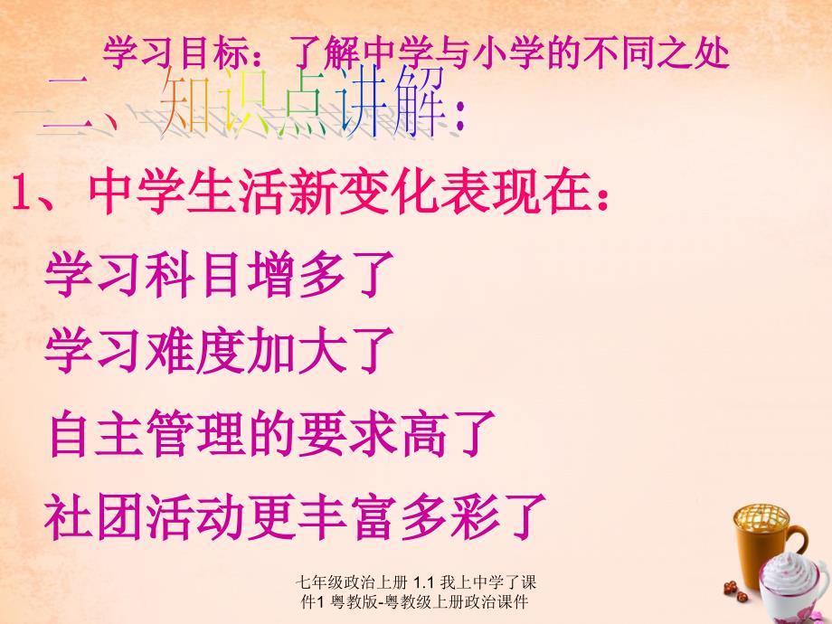 最新七年级政治上册1.1我上中学了课件1粤教版粤教级上册政治课件_第4页