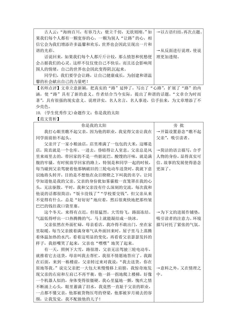 精品湖南省中考语文第四部分写作专题三优秀范文赏析第2类寓意哲思素材_第5页