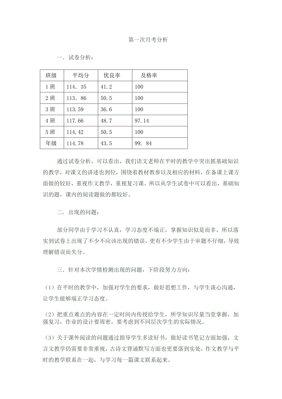 初三语文月考质量分析_第1页