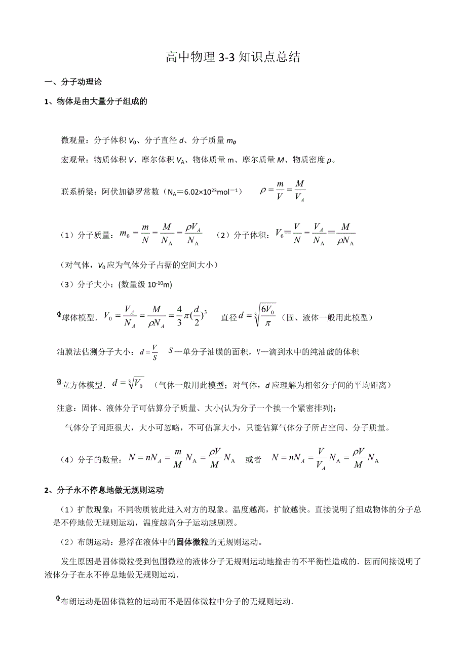 (完整版)高中物理选修3-3知识总结-推荐文档.doc_第1页