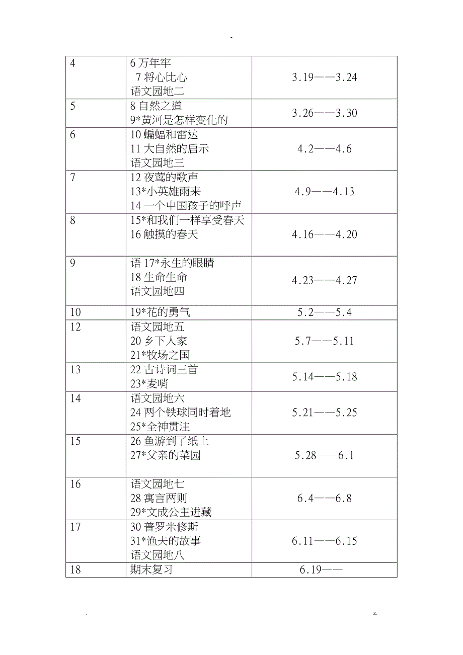 语文教学计划及进度表_第4页