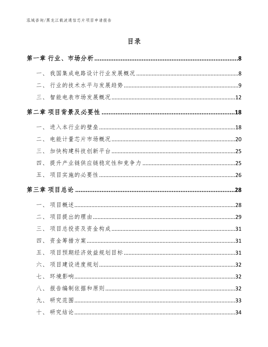 黑龙江载波通信芯片项目申请报告（范文）_第1页