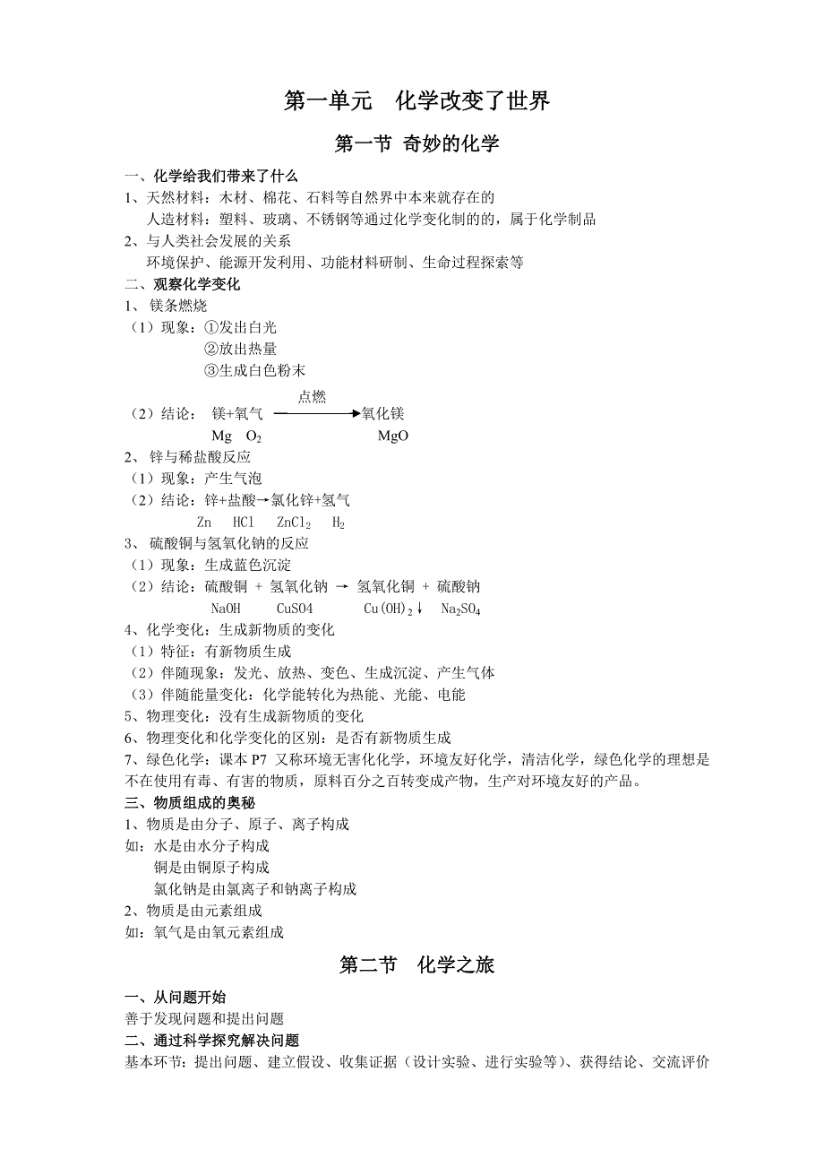 初三化学全册知识点(鲁教版)_第1页