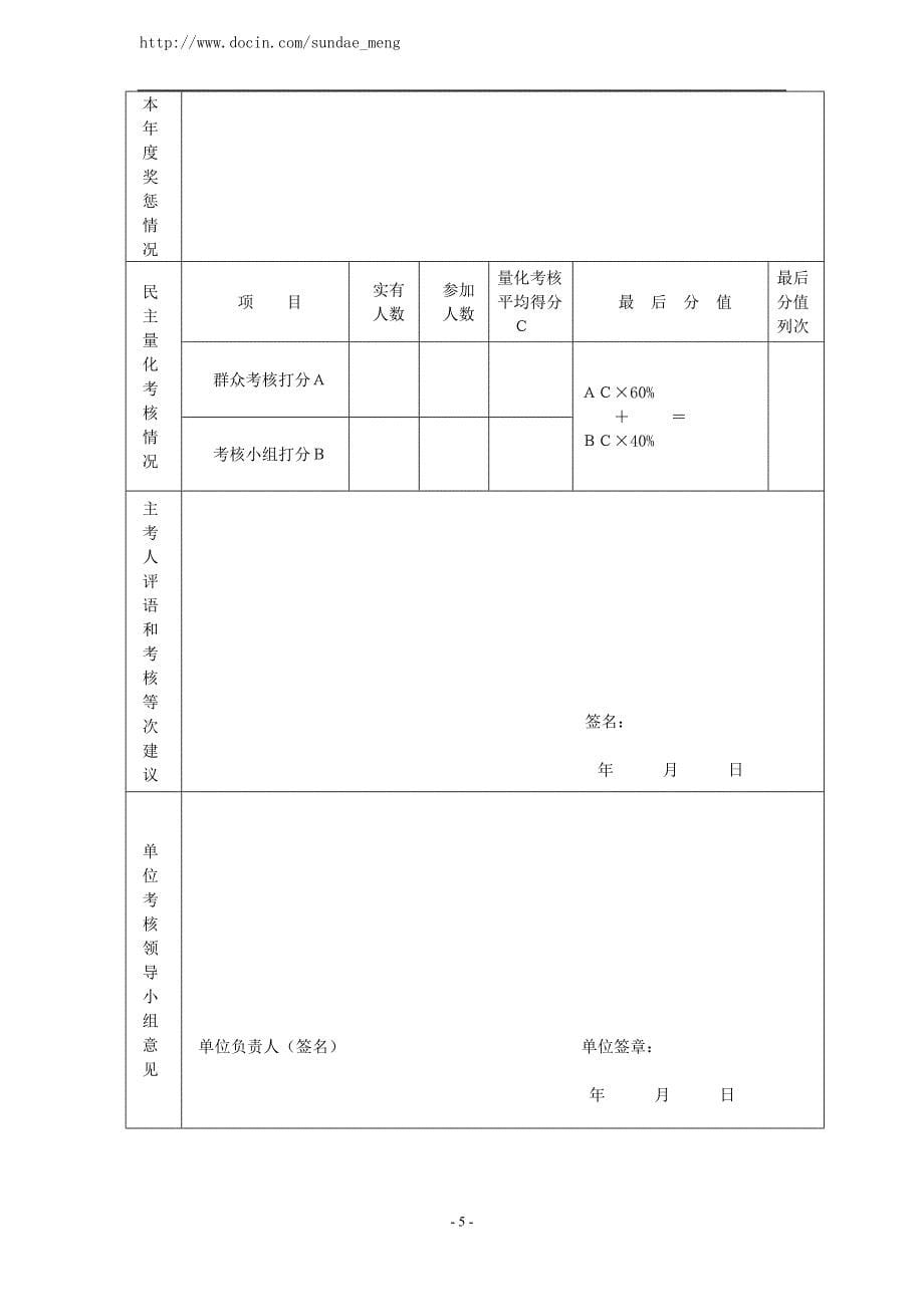 曲靖市事业单位人员年度履职考核登记表.doc_第5页