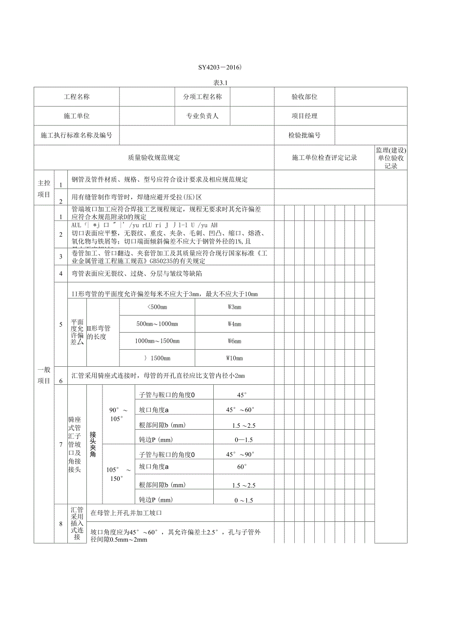 站内工艺管道检验批SY4203_第1页