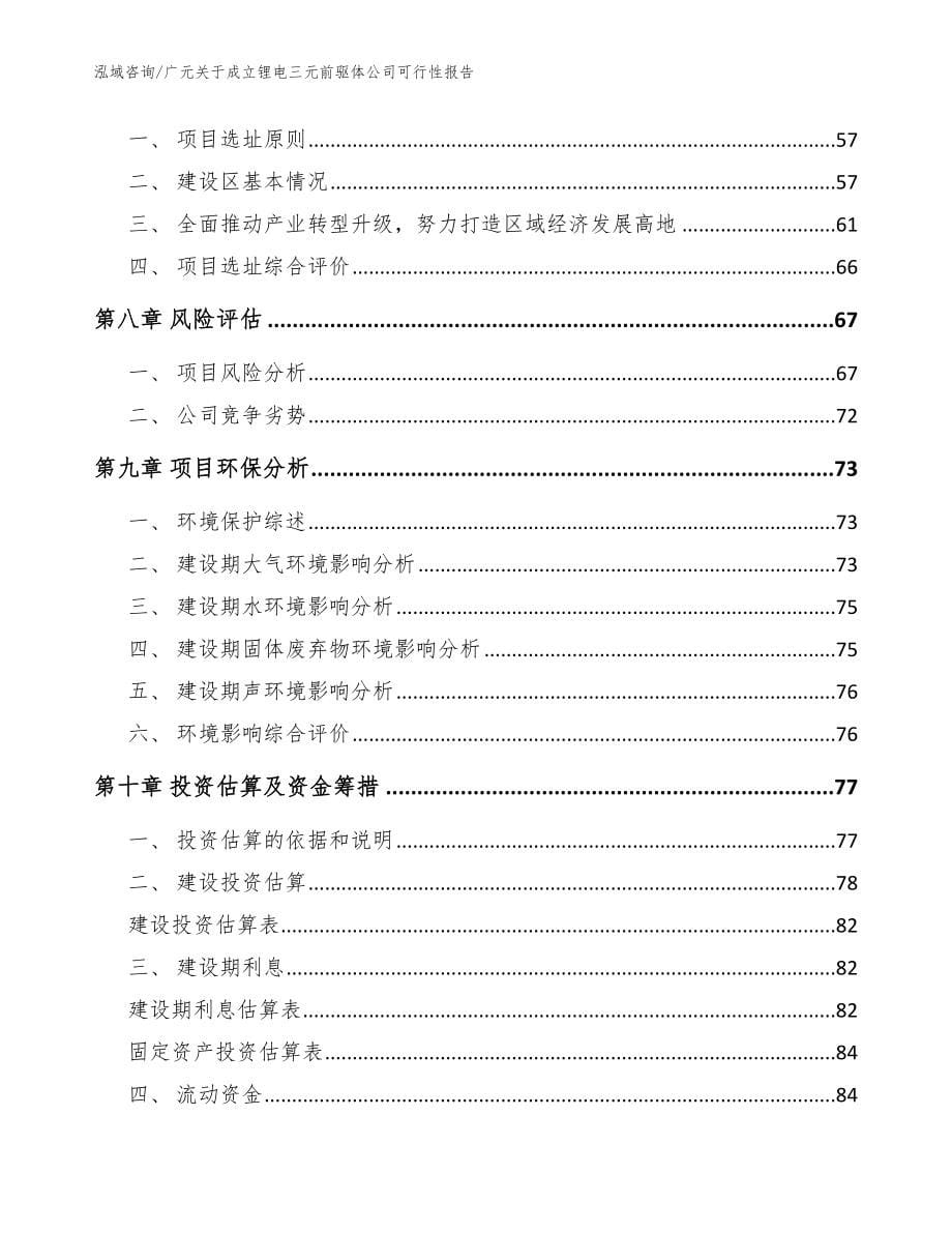 广元关于成立锂电三元前驱体公司可行性报告_范文参考_第5页