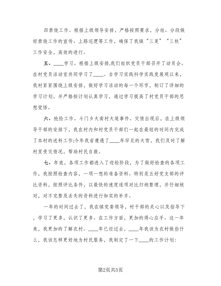 村干部工作总结及下年计划（二篇）.doc_第2页