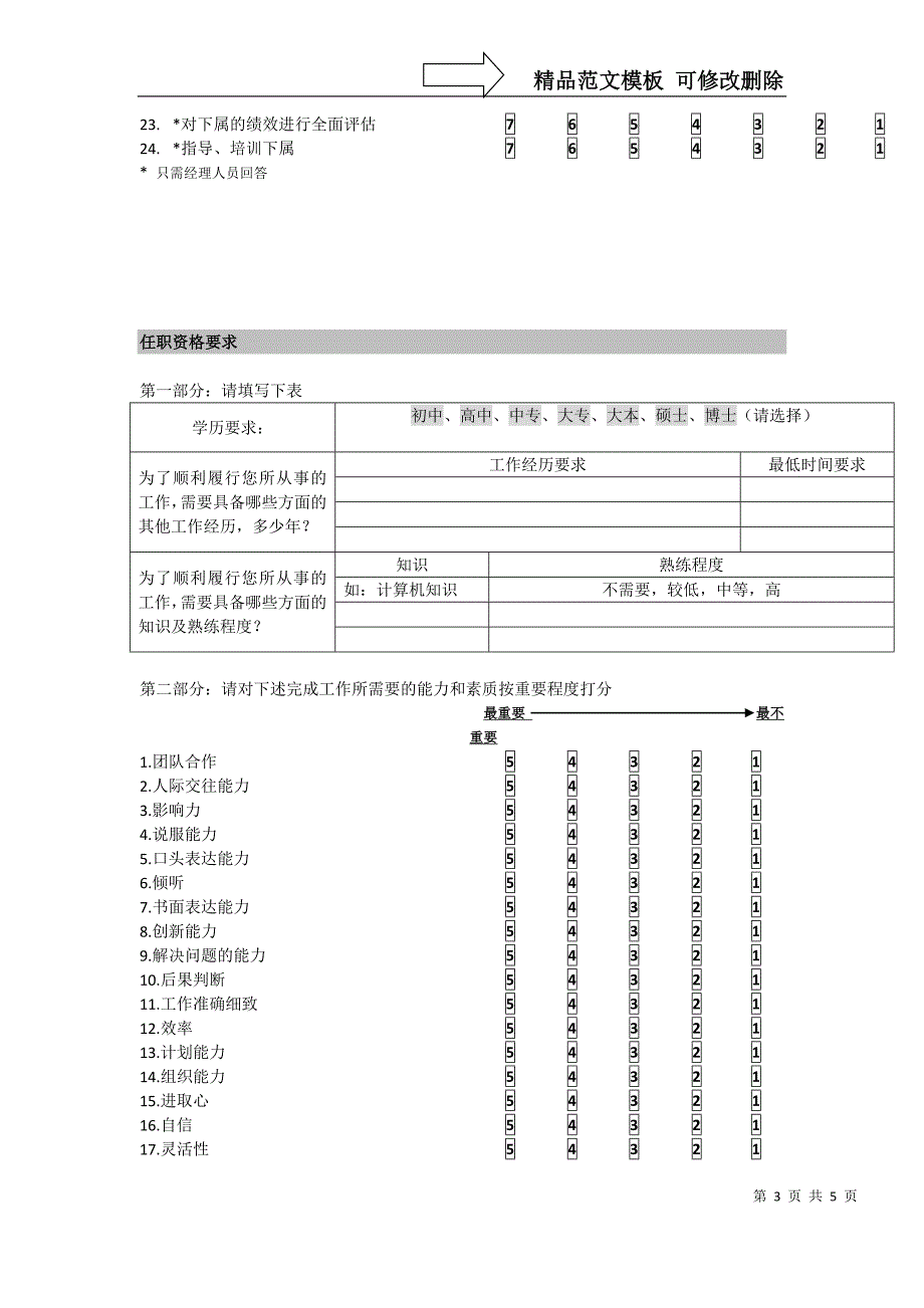 海虹涂料-销售人员工作分析调查问卷_第3页