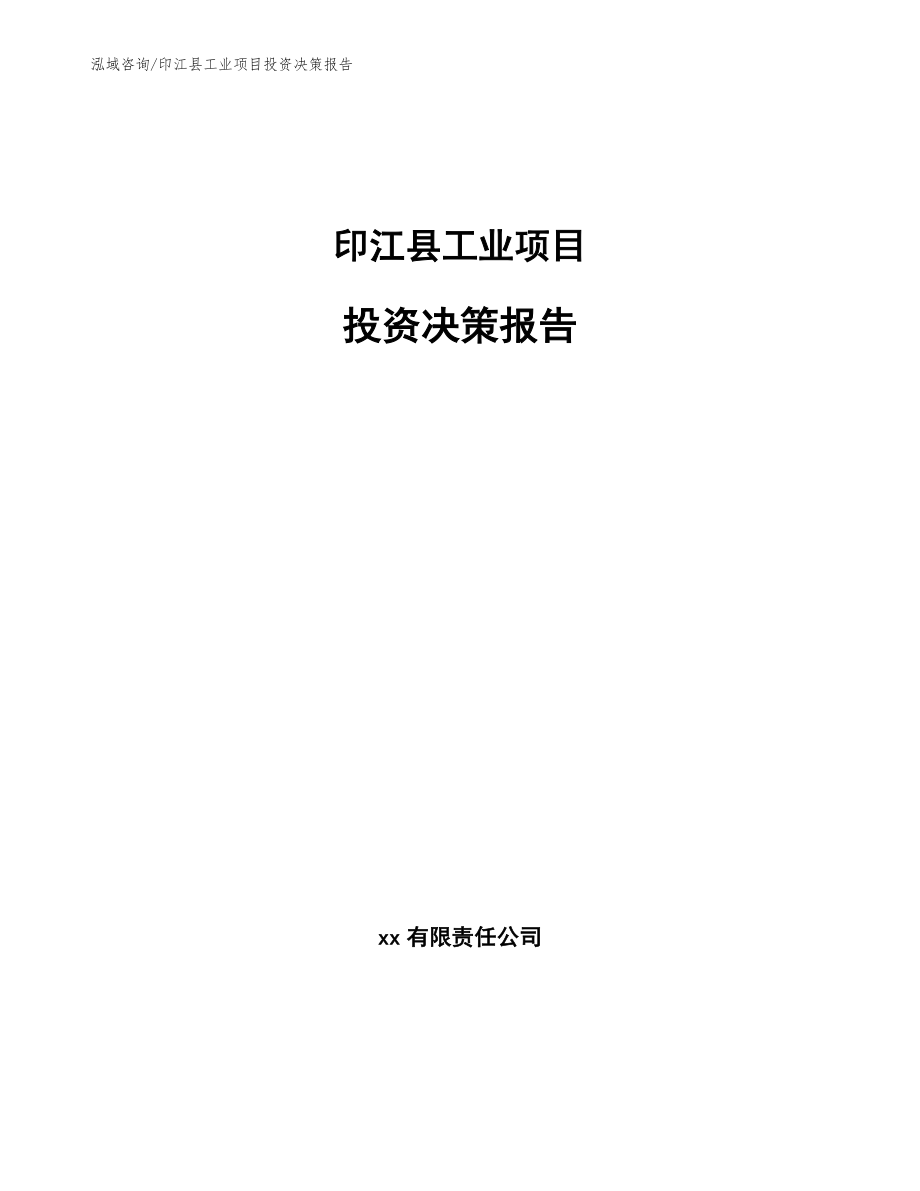 印江县工业项目投资决策报告_第1页