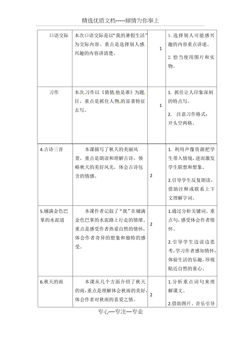 部编版三年级上册-表格全册备课_第3页