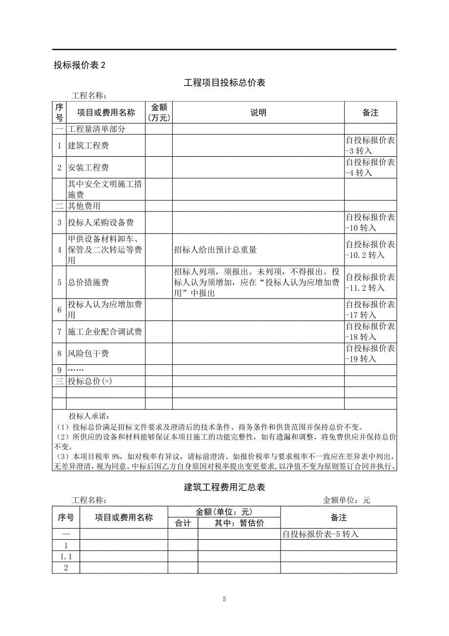 投标报价文件表格_第5页