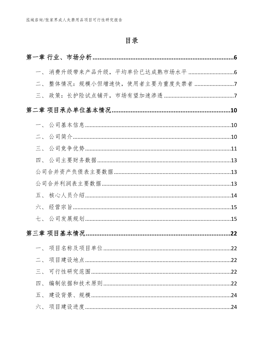 张家界成人失禁用品项目可行性研究报告模板范文_第1页